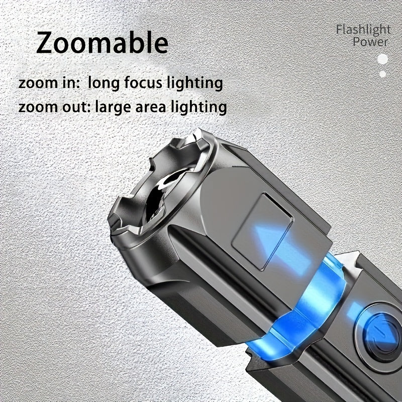 APOLLOFIRE High-Power Zoom Flashlight, Outdoor Multifunctional Portable Household Mini Telescopic Zoom Light, Camping Gear, Outdoor Flashlight, Portable Flashlight, Mini Torch, Durable Construction, Sturdy Build, Bright Beam,