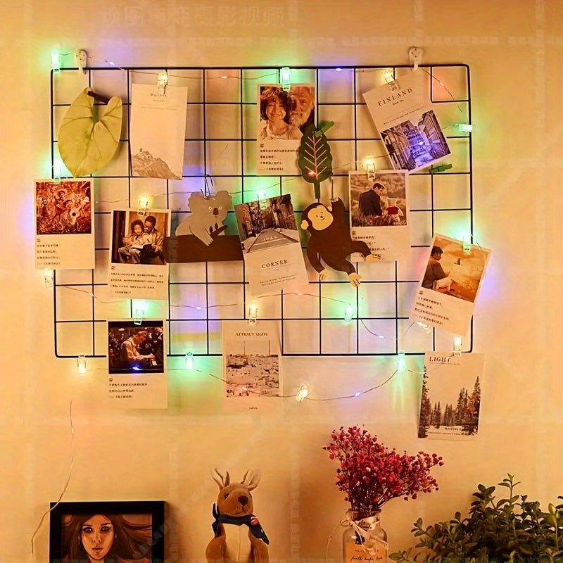 Photo Clip String Light Set, LED String Lights With 40 Wooden Clips For Hanging Pictures For Bedroom, Party, Diwali Decoration Lights, Wall Christmas & Halloween Valentine's Day Decoration