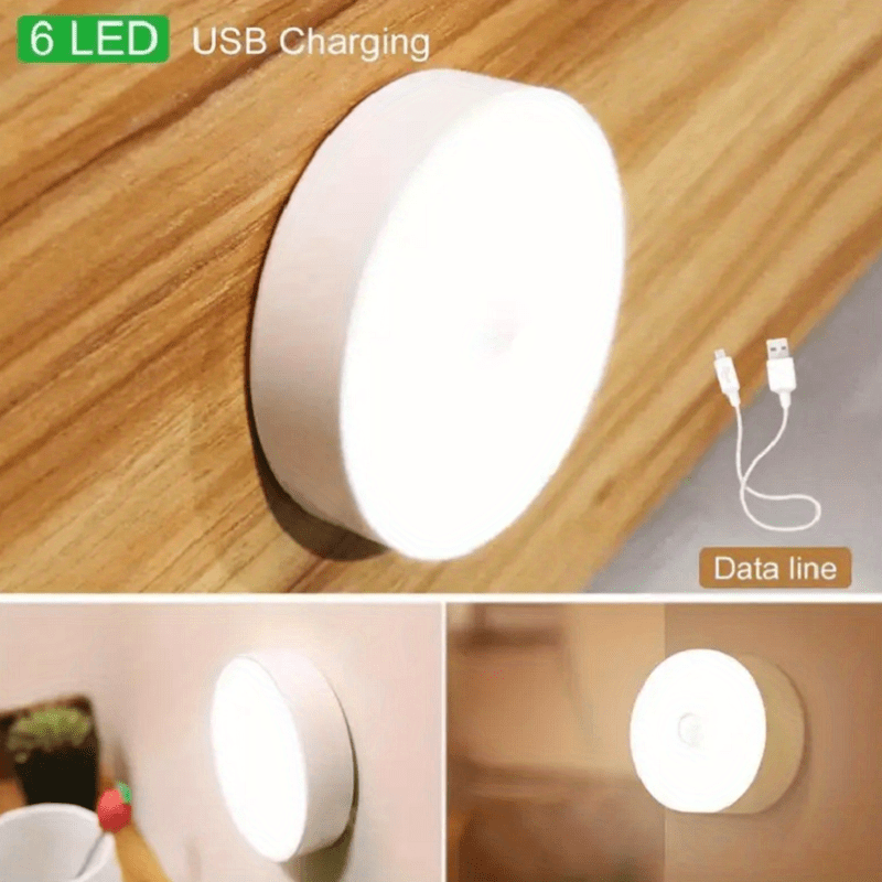 1pc Wireless Motion Sensor Night Light, Bedroom Decor Light, 6LED Detector Wall Decorative Lamp For Staircase Closet Room