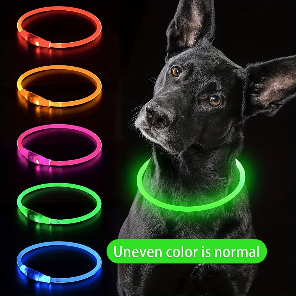 Pet Dog LED Light Collar Whole Luminous At Night Anti-loss USB Rechargeable Dog Collar