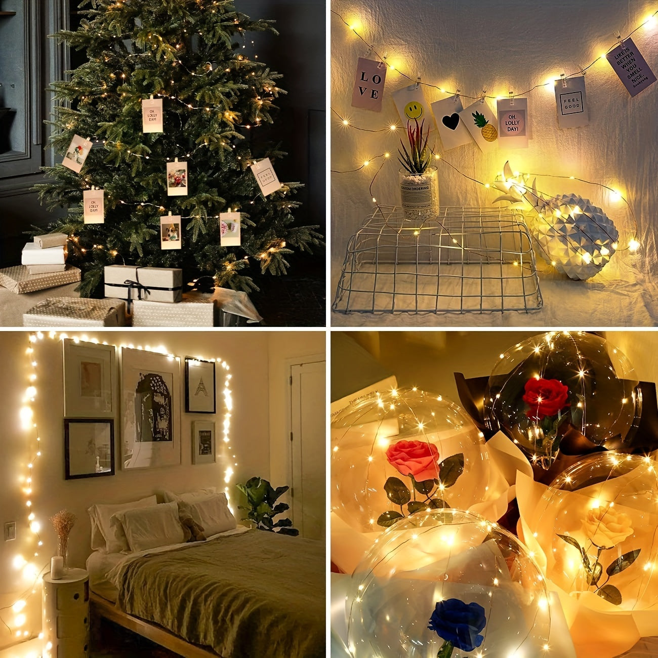 Photo Clip String Light Set, LED String Lights With 40 Wooden Clips For Hanging Pictures For Bedroom, Party, Diwali Decoration Lights, Wall Christmas & Halloween Valentine's Day Decoration