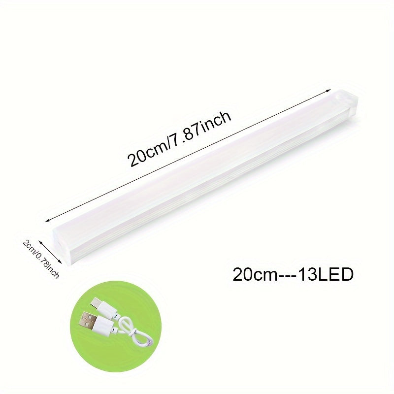 Modern Motion Sensor LED Night Light - USB Rechargeable, Energy-Efficient Lamp for Kitchen, Closet, Stairs & Bedroom - Sleek White Design with Magnetic Sensor, 200mAh Battery, Wall-Mounted, Perfect Holiday Gift, Motion Sensor