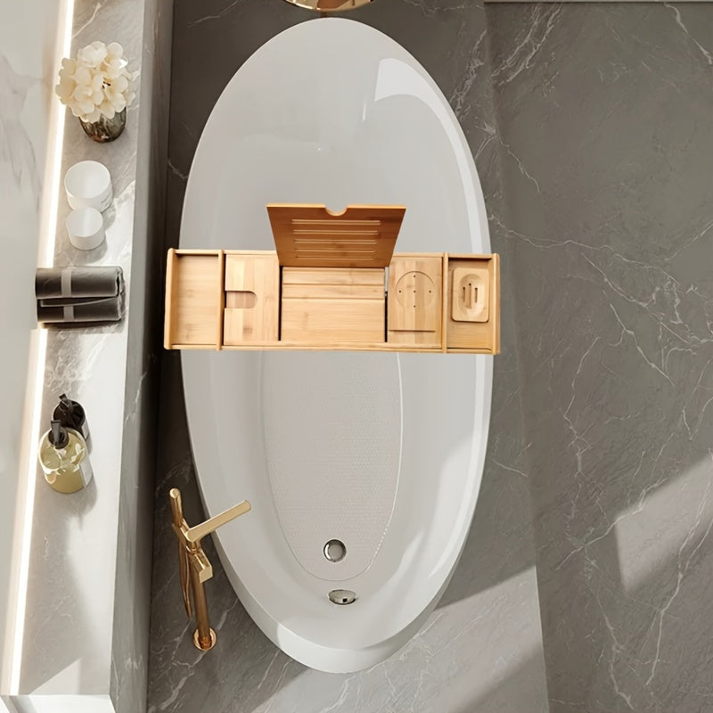 1pc Premium Expandable Bathtub Tray Caddy, Adjustable Shower-Friendly, Unique House Warming Gift, New Home, Anniversary & Wedding Present for Couples, Bridal Shower Gift for Women, Christmas Present, Bath Bathroom Accessories