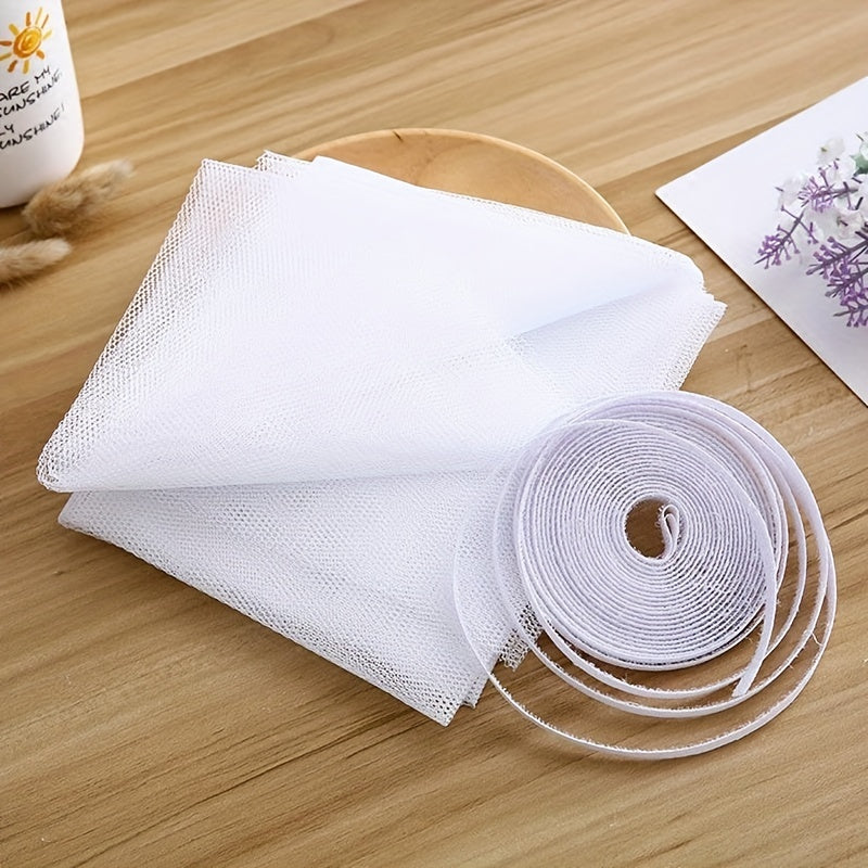 1pc Easy-to-Cut Polyester Mosquito Net for Windows - DIY Invisible Screen Mesh with Magic Sticker, No-Bug Design, Perfect for Home & Office