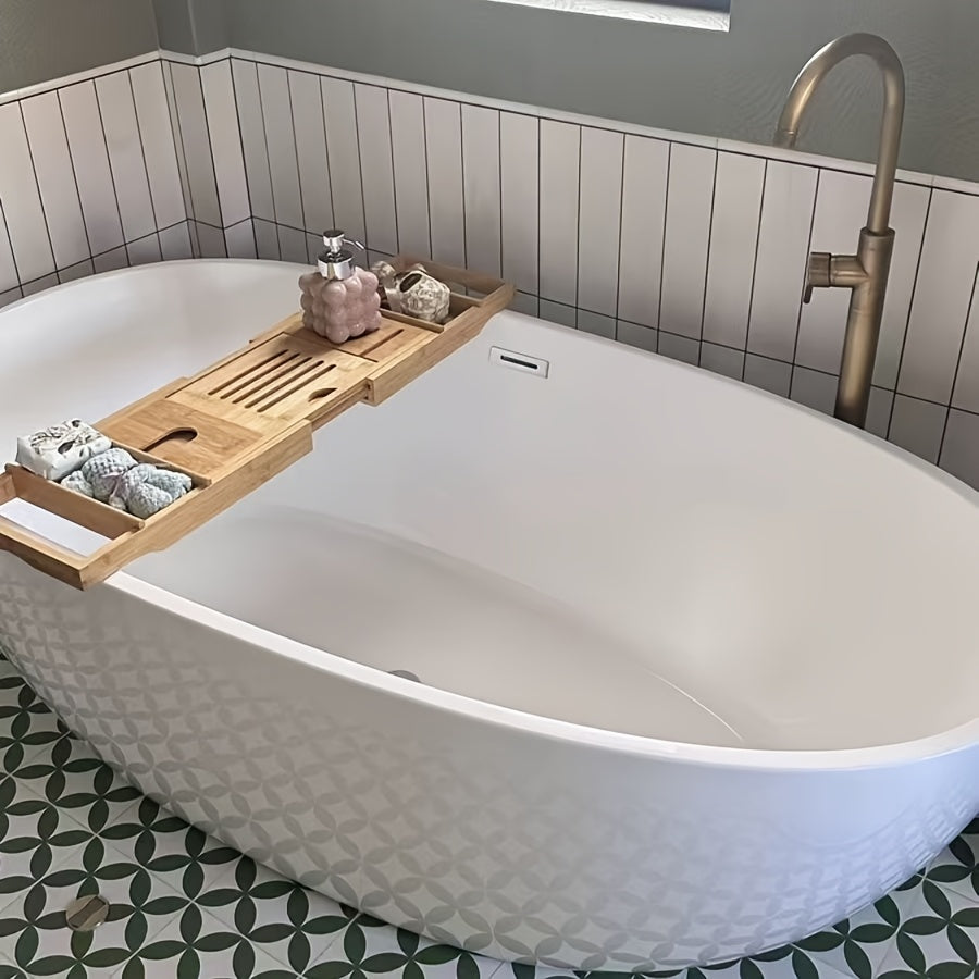 1pc Premium Expandable Bathtub Tray Caddy, Adjustable Shower-Friendly, Unique House Warming Gift, New Home, Anniversary & Wedding Present for Couples, Bridal Shower Gift for Women, Christmas Present, Bath Bathroom Accessories