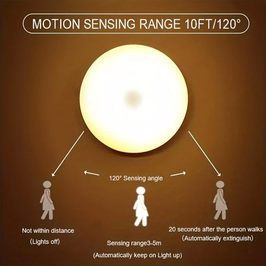 1pc Wireless Motion Sensor Night Light, Bedroom Decor Light, 6LED Detector Wall Decorative Lamp For Staircase Closet Room