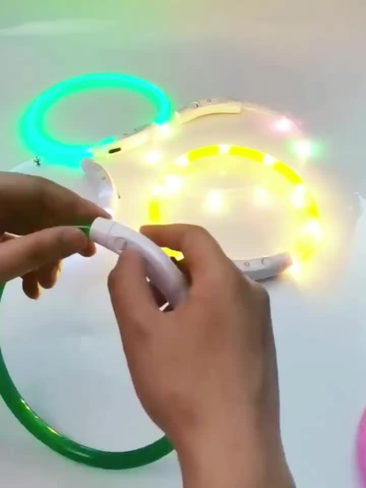 Pet Dog LED Light Collar Whole Luminous At Night Anti-loss USB Rechargeable Dog Collar