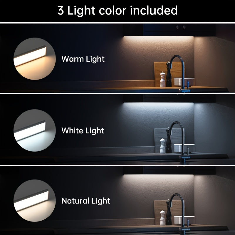 1 Rechargeable Human Body Sensor Light Strip With Adjustable Brightness And Three Light Colors