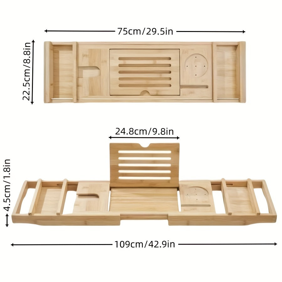 1pc Premium Expandable Bathtub Tray Caddy, Adjustable Shower-Friendly, Unique House Warming Gift, New Home, Anniversary & Wedding Present for Couples, Bridal Shower Gift for Women, Christmas Present, Bath Bathroom Accessories