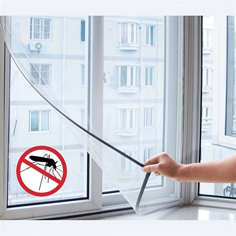 1pc Easy-to-Cut Polyester Mosquito Net for Windows - DIY Invisible Screen Mesh with Magic Sticker, No-Bug Design, Perfect for Home & Office