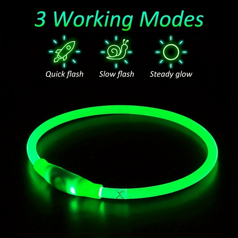 Pet Dog LED Light Collar Whole Luminous At Night Anti-loss USB Rechargeable Dog Collar