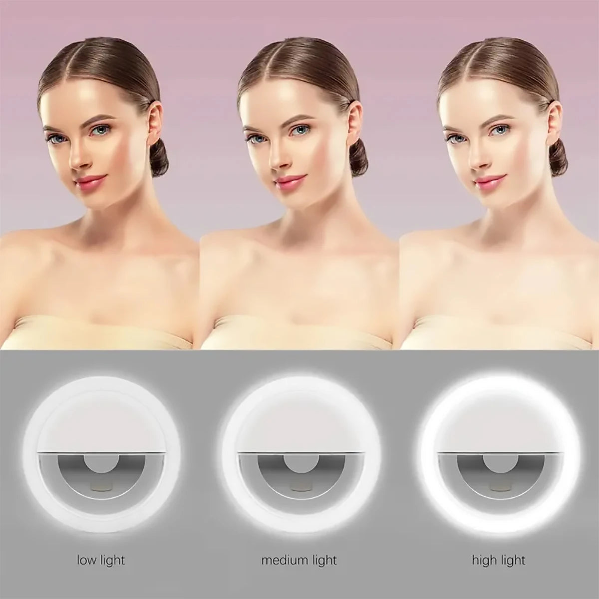 Mini Selfie Ring Light for Mobile Phone LED Lamp USB Charge Portable for Video Photograph Selfie Light for Live Makeup