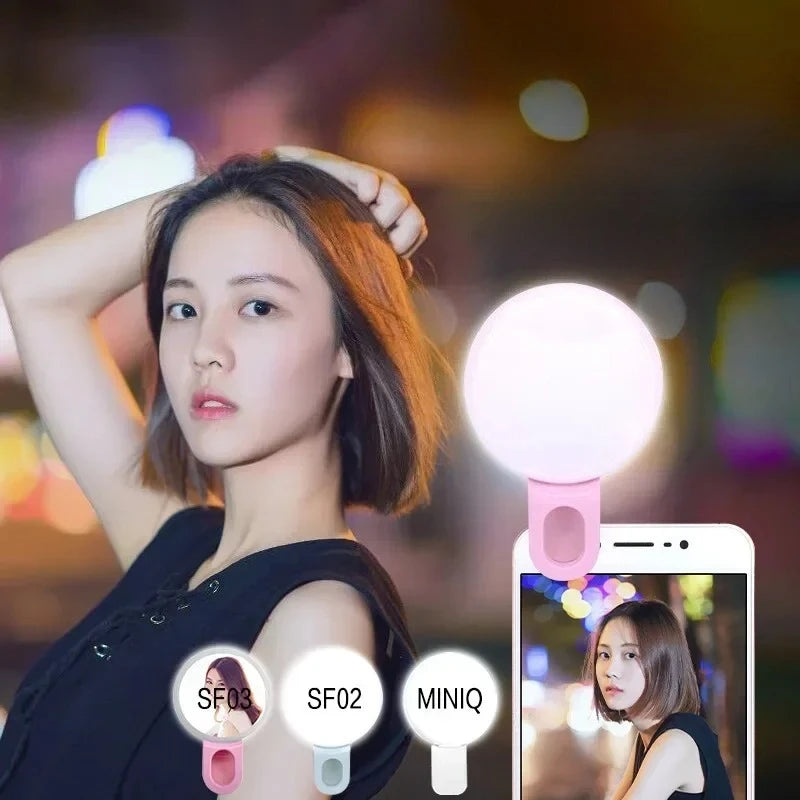 Mobile Phone LED Selfie Ring Light Portable Mini Durable Practical Three Stop Dimming Circle Photography Clip Fill Light