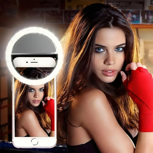 Mini Selfie Ring Light for Mobile Phone LED Lamp USB Charge Portable for Video Photograph Selfie Light for Live Makeup