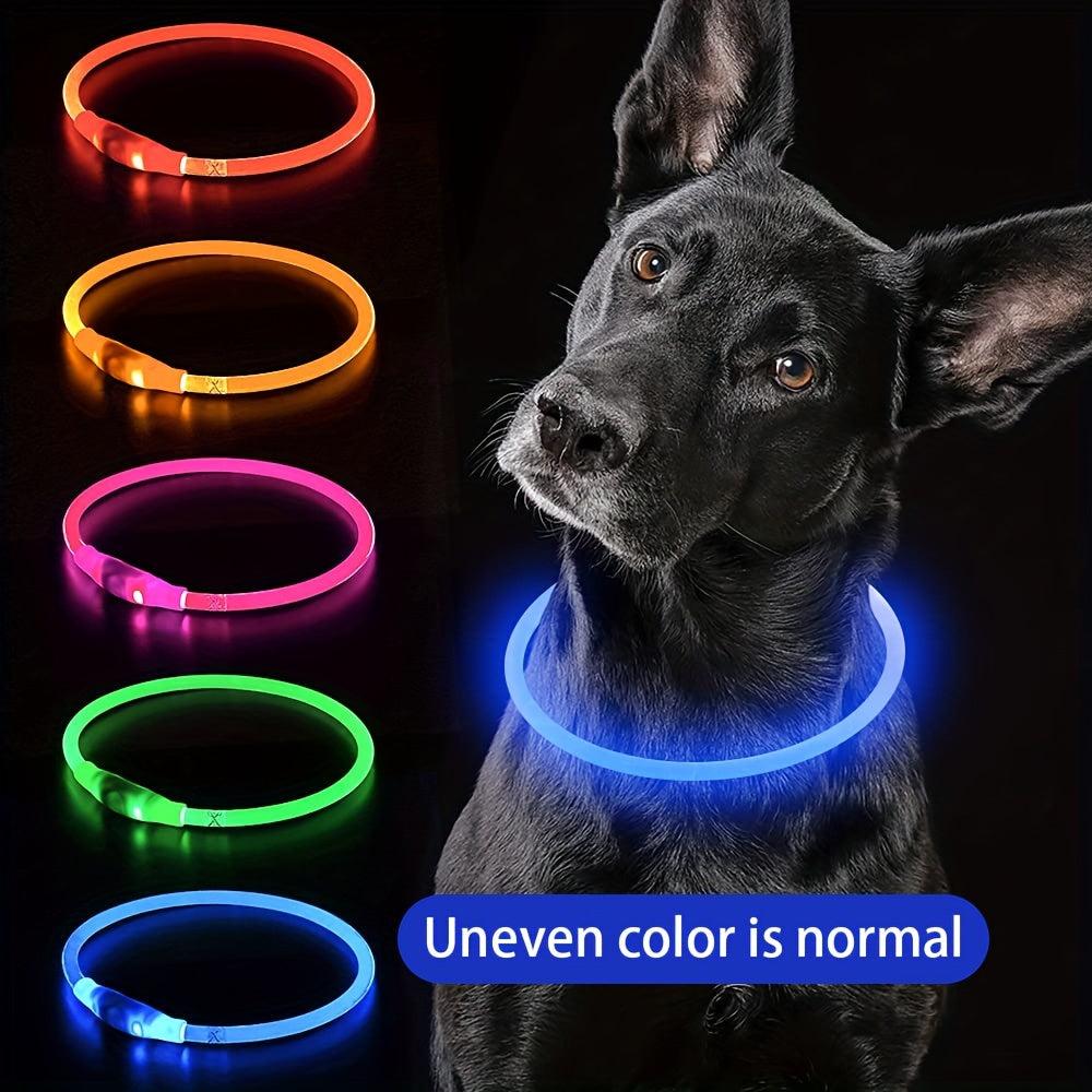 Pet Dog LED Light Collar Whole Luminous At Night Anti-loss USB Rechargeable Dog Collar