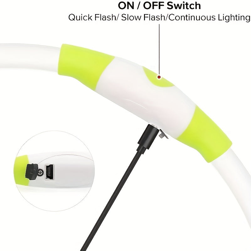 Pet Dog LED Light Collar Whole Luminous At Night Anti-loss USB Rechargeable Dog Collar