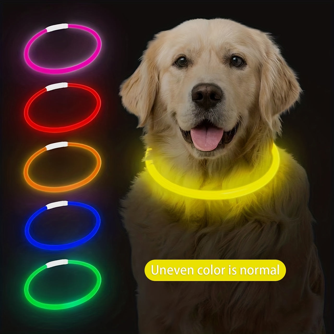 Pet Dog LED Light Collar Whole Luminous At Night Anti-loss USB Rechargeable Dog Collar