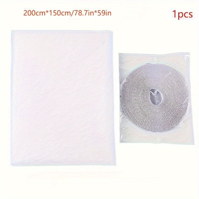 1pc Easy-to-Cut Polyester Mosquito Net for Windows - DIY Invisible Screen Mesh with Magic Sticker, No-Bug Design, Perfect for Home & Office