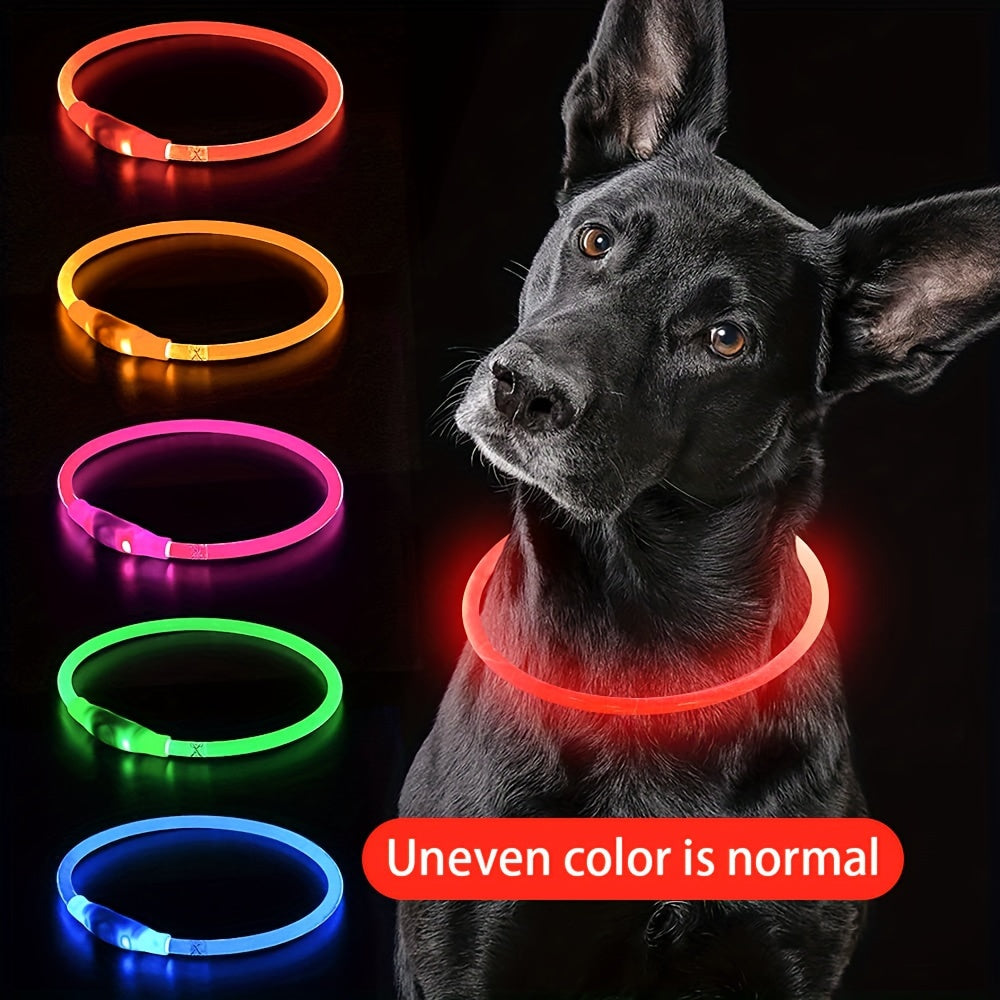 Pet Dog LED Light Collar Whole Luminous At Night Anti-loss USB Rechargeable Dog Collar